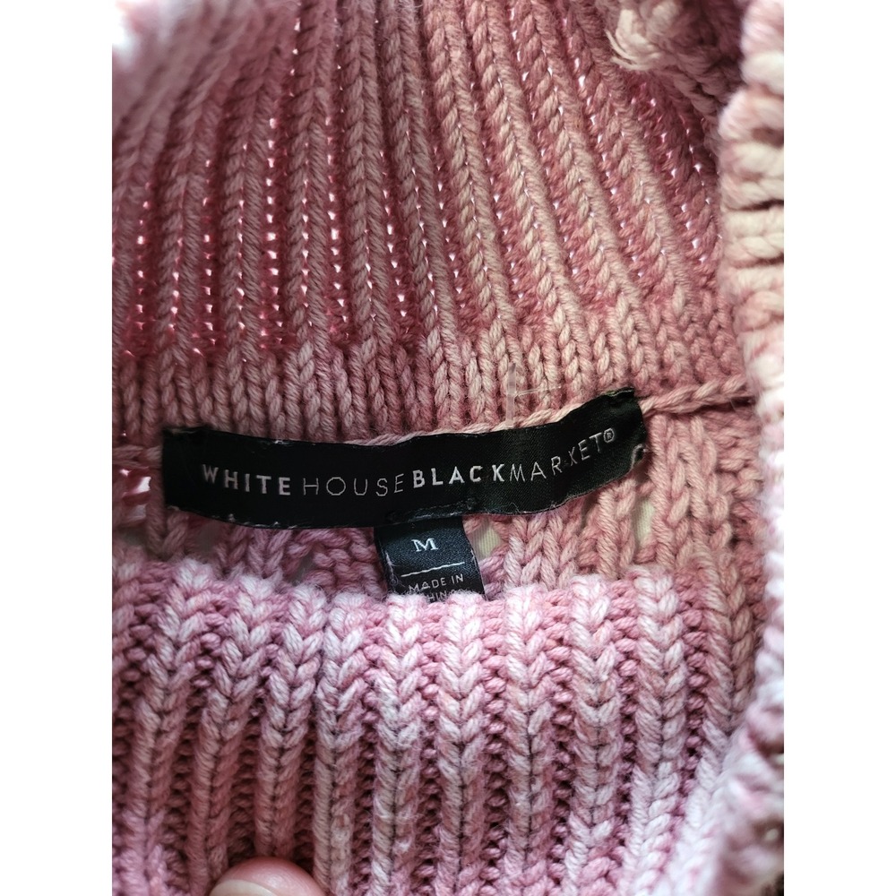 White House Black Market Pink Cable Knit Ruffle Mock Neck Sweater Vest Top M - Picture 4 of 7